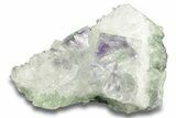 Glass-Clear Green Cubic Fluorite Crystals on Quartz - China #258429-1
